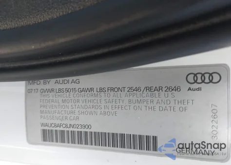 2018 Audi A6 2.0T Premium from USA, damaged, VIN WAUC8AFC8JN023900